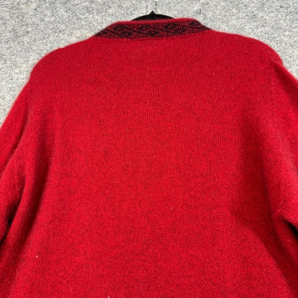 Lothlorian Red Wool Possum Blend Zip-Up Cardigan Sweater with Black Trim Women S - Picture 13 of 16